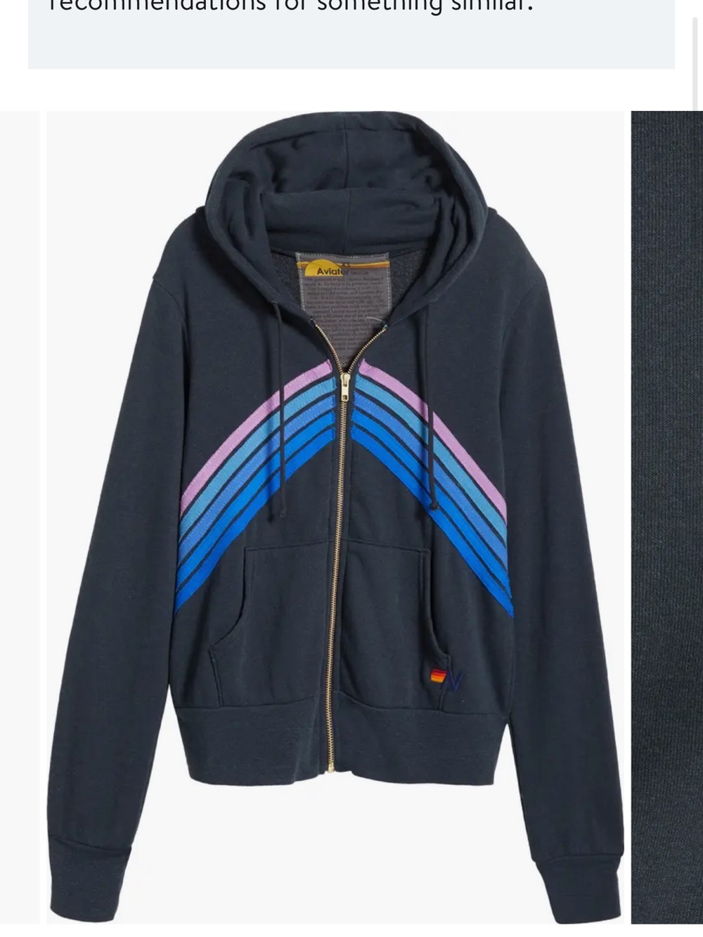 Aviator Nation Mountain Stitch Chevron Stripe Zip-Up Graphic Hoodie Sz. S - Picture 8 of 9